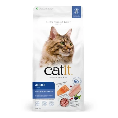 Image of Catit Recipes Adult 1 Year + Poultry with Ocean Fish Dry Cat Food, 400g x 6