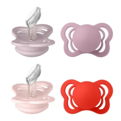 Image of BIBS Couture Soother 4 Pack, BPA Free Dummy Pacifier, Orthodontic Nipple. Silicone, Size 1 (0 6 Months), Blossom Mix