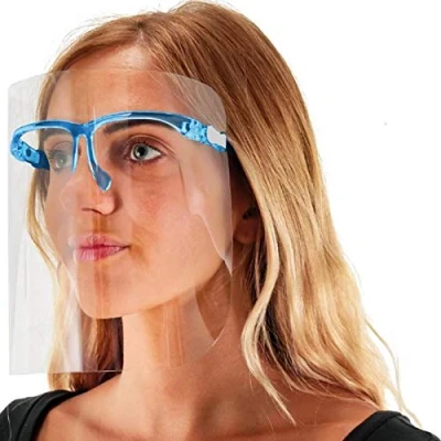 Image of True Face Shield (Pack Of 10) Full Visor Glasses Blue Protection Mask PPE Transparent Clear Plastic