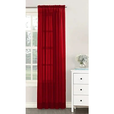 Image of NetCurtainsUK Single Plain Voile Net Curtain Sheer Panels Slot Top Heading (Red, 140cm (55&#039;&#039;) Wide x 229cm (90&#039;&#039;) Drop), (HMPVP01)