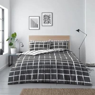 Image of GC GAVENO CAVAILIA Grid Pattern Duvet Cover Set, Kingsize Checkered Bedding Reversible Gingham Quilt Bed Covers Set With Matching Pillowcases, Multi