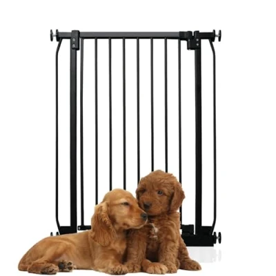 Image of Bettacare Extra Tall Elite Dog Gate, 71cm 80cm, Matt Black, 96.8cm in Height, Pressure Fit Pet Gate for and Puppy, Barrier, Easy Installation