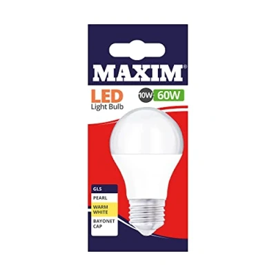 Image of Maxim LED GLS Edison Screw (ES) Bulbs, E27, 10 W, Warm White (60MLGESWW5X10)