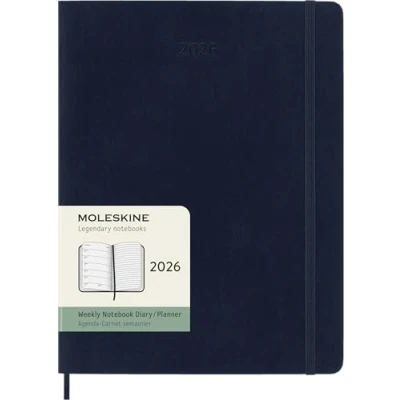 Image of Moleskine Weekly Planner, 2026 Agenda 12 Months With Space For Notes, Soft Cover and Elastic Closure, XL Size 19x25, Blue Color