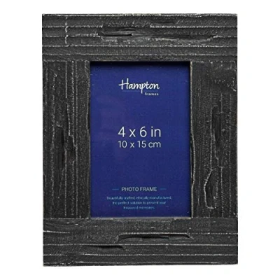Image of Hampton Frames FARMHOUSE Uniquely Distressed Black Painted Wood Photo Frame Shabby Chic 4x6 (10x15cm) FRM53846B