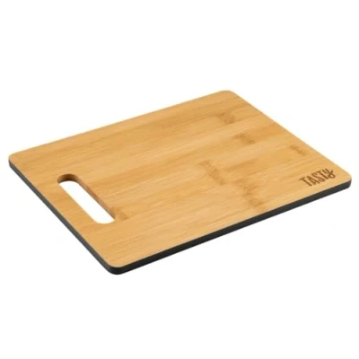 Image of Tasty Bamboo Chopping Board 25.7 x 0.9 cm Ideal for Cutting Bread, Fruit, Vegetables, Cuts of All Types with Coloured Edge and Finger Hole Brown/Grey