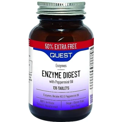 Image of Quest Enzyme Digest with Peppermint Oil 90+45 Tablets. Potent Blend for Enhanced Nutrient Absorption &amp; Comfort! (2 Pack)