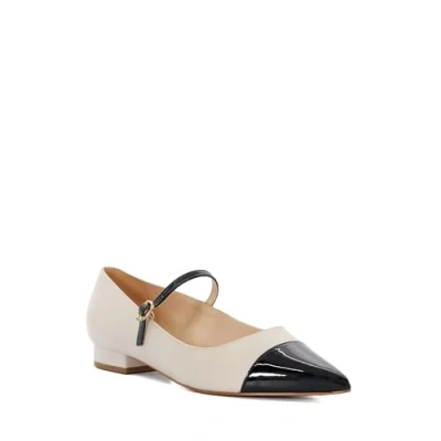 Image of Dune London Womens Ladies Hastie Toe Cap Pointed Mary Jane Flats Beige Leather Size UK 3