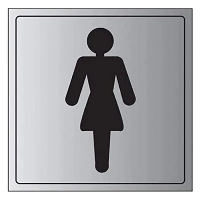 Image of V Safety General Door Ladies Toilet Sign 150mm x Self Adhesive Alu Effect