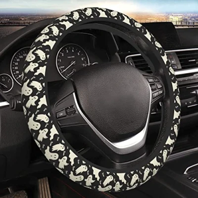 Image of Ghost Pattern Steering Wheel Cover Universal 15 Inch Cute Car Accessories Protector for Women Men