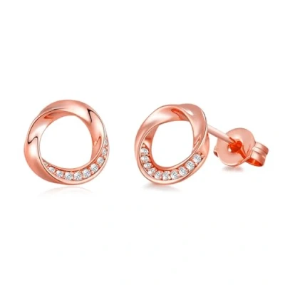 Image of Philip Jones Rose Gold Plated Circle Twist Earrings Created with Zircondia® Crystals