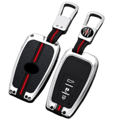 Image of Happyit Zinc Alloy Car Key Cover Cases for Toyota Camry RAV4 Avalon C HR Prius Corolla GT86 360 Waterproof Protection (Silver, 3 Buttons)