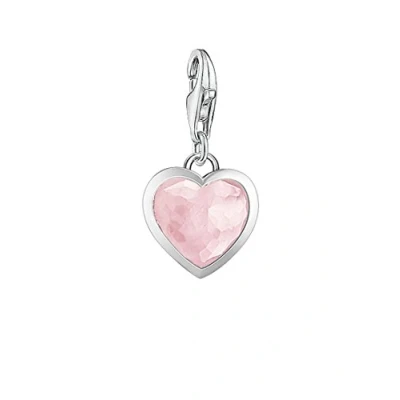 Image of Thomas Sabo Women Charm Pendant Heart Rose Quartz Club 925 Sterling Silver 1361 034 9