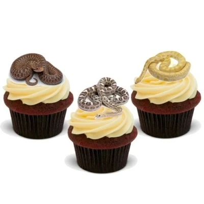 Image of Snake Trio Mix 12 Edible Stand Up Premium Wafer Card Cake Toppers Decorations