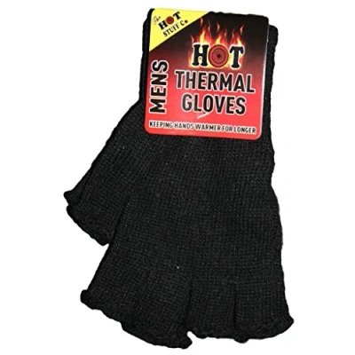 Image of Jean Junction Mens Fingerless Thermal Gloves One Size Fits All Mixed Colours (Black)