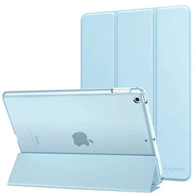 Image of MoKo Case Fit 2018/2017 iPad 9.7 5th/6th Generation, Slim Lightweight Smart Shell Stand Cover with Translucent Frosted Back Protector 2018/2017, Sky Blue (Auto Wake/Sleep)