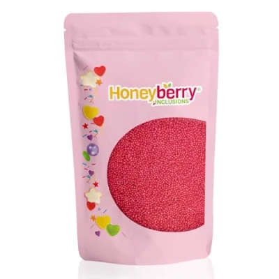 Image of HONEYBERRY INCLUSIONS Red Nonpareils Sprinkles 200g Natural Bright Hundreds &amp; Thousands for Baking, Cupcake and Cake Decorations, Ice Cream Dessert Decorating Toppers