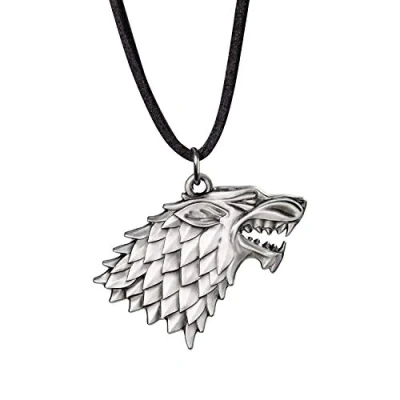 Image of The Noble Collection Games Of Thrones Stark Sigil Costume Pendant 1.3in (3.5cm) Unburnished Metal GOT TV Show Props Gifts Merchandise