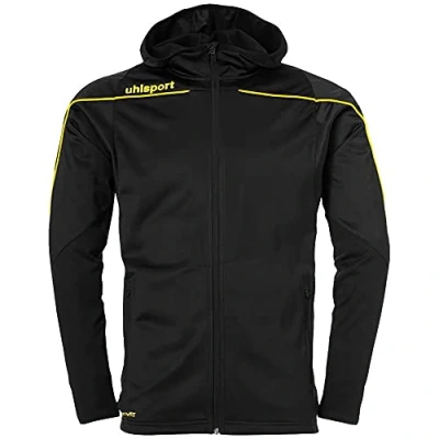 Image of Uhlsport Stream 22 Track Hood Jacket Men&#039;s Black/Lime Yellow, M