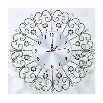 Image of LUSandy DIY 5D Diamond Painting Clock Kits for Adults Flower Partial Drill Special Shaped Art Wall Crystal Rhinestone by Number Mosaic Crafts Home Decor