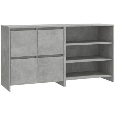 Image of vidaXL 2 Piece Sideboard Concrete Grey Engineered Wood