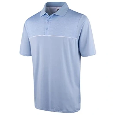 Image of Island GREEN Men&#039;s CoolPass Stretch Quick Dry Breathable Polo Shirts, Sky Blue, L