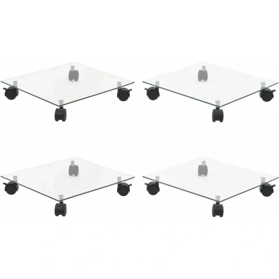 Image of vidaXL Plant Rollers 4 pcs 35x35 cm Tempered Glass Square