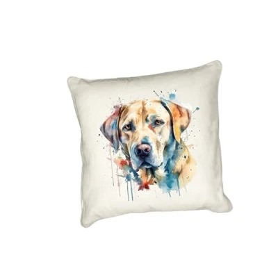 Image of Anonymous Gifting Watercolour dog printed cushion cover perfect for lovers Yellow Labrador