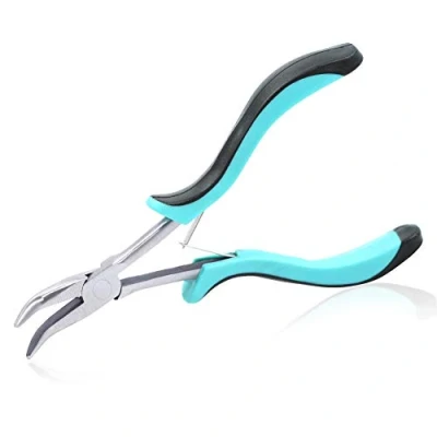 Image of SPEEDWOX 6 Inches Long Reach Mini Bent Nose Pliers Jewelery Making Tool Precision Angled Needle Smooth Jaw Beading