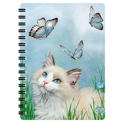 Image of 3D LiveLife Jotter Ragdoll &amp; Butterflies from Deluxebase. Lenticular Cat A6 Spiral Notebook with Plain Recycled Paper Pages. Artwork Licensed Renowned Artist Carol Cavalaris