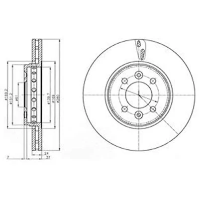 Image of 402065719R Brake disc DELPHI BG4536C 280mm 24mm 4 Vented Coated High carbon RENAULT: MEGANE II Box Body / Estate, CLIO 3, 2