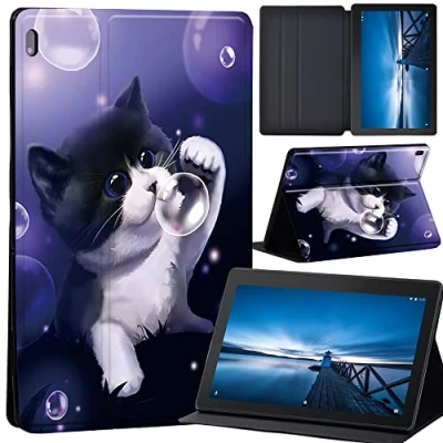 Image of animal Case for Lenovo Tab M10 TB X605F/ X605L/ X505F/ X505L Leather Tri Fold Stand Cover 10.1 Inch Tablet (black cat)