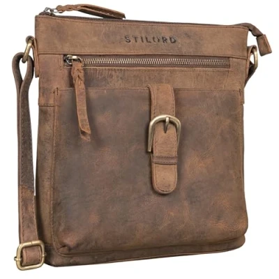 Image of STILORD &#039;Theodora&#039; Retro Leather Handbag Women Shoulder Bag Small for Leisure Shopping Evening Genuine Leather, Colour:vinto brown