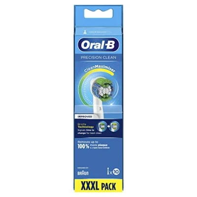 Image of Oral B Precision Clean Electric Toothbrush Heads, Pack of 10 with CleanMaximise Technology, Removes Up to 100% Extra Plaque White