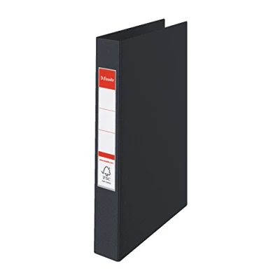 Image of Esselte 2 Ring Binder, PP, Holds up to 190 Sheets, Vivida Range, 25 mm Spine, 14454 A4, Black