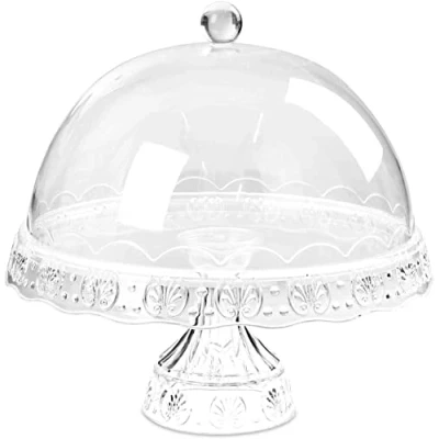Image of KARRMA Cake Stand Vintage Dome Cover Plastic Box with Lid Storage, and Cupcake Holder, Food Holder Wedding Party Tableware Saver