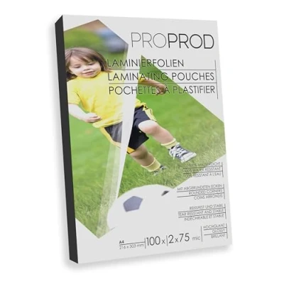 Image of ProProd Premium A4 75/80mic, Glossy Laminating Pouch (Pack of 100), Packaging May vary