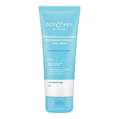 Image of LOGY Ceramides &amp; Hyaluronic Hydrating Face Cream With Probiotic Rice Water I Barrier Repair For Dry Skin, 100g