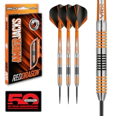 Image of RED DRAGON Amberjack 4: 23g Tungsten Darts Set with Flights &amp; Dart Stems (Shafts) Professional 90% Premium Available in 22g, 23g, 24g, 25g, 26g, 27g, 28g, 30g