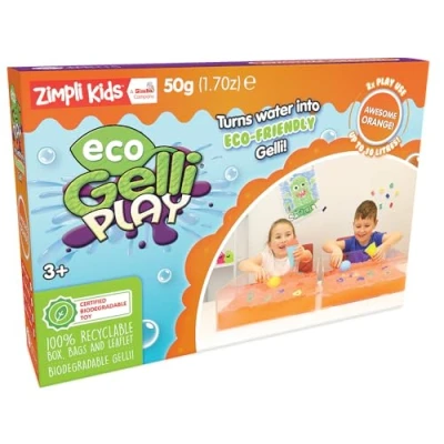 Image of Eco Gelli Play Orange from Zimpli Kids, Magically turns water into thick, colourful goo, Friendly Stress Relief Toys for Boys &amp; Girls, Children’s Sensory Bath Toy Kit, Non Toxic