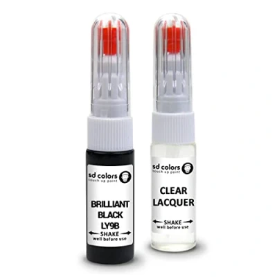 Image of SD COLORS BRILLIANT BLACK LY9B сompatible with VW/AUDI New Touch Up Paint Pen REPAIR KIT 20 ML SCRATCH CHIP BRUSH COLOR CODE (PAINT+LACQUER)