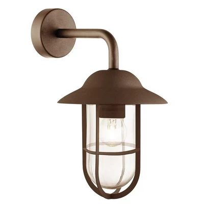 Image of Searchlight Toronto outdoor wall light, rust brown, IP44, steel, glass, E27