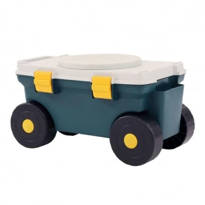 Image of Oypla Outdoor Garden Rolling Tool Cart Storage Box with Rotating Seat