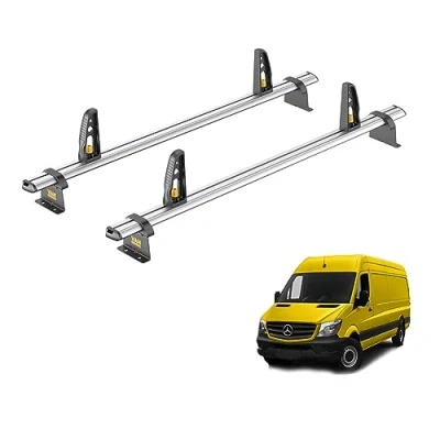 Image of Van Guard Roof Rack for Mercedes Sprinter (2006 2018) 2 Aluminium Bars &amp; 4 Load Stops VG236