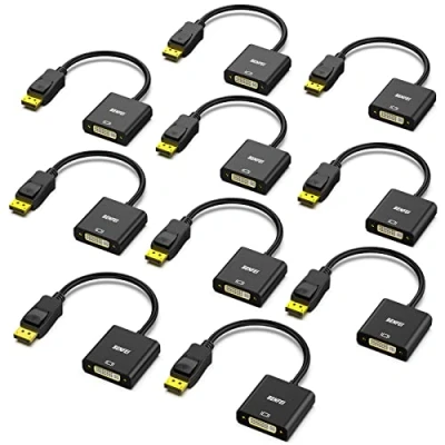 Image of BENFEI DisplayPort to DVI D Single Link Adapter 10 Pack, Display Port Converter Male Female Black Compatible for Lenovo, Dell, HP and Other Brand