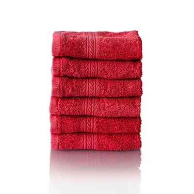 Image of ALCLEAR set of terry hand towels, range soft and highly absorbent OEKOTEX 100 certified, 5 colours &amp; sizes, colour: RED, 6 x face towels 30 cm