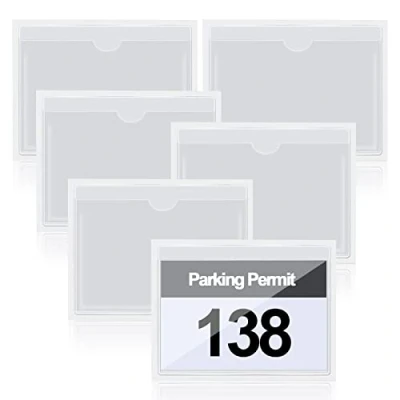 Image of 6 PCS Parking Permit Holder, Self Adhesive Square Holders Windscreen Card Holder Clear Ticket and Note for Car, Van, Caravan Windscreen, Photos Passports Business Cards(12x9cm)