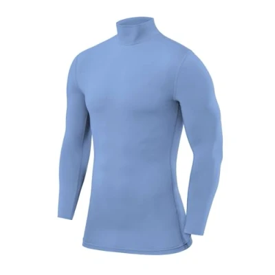 Image of PowerLayer Compression Tops for Boys Base Layers Running Top Thermal Shirt Mock Neck Ice Blue, 6 8 Years