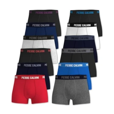 Image of Pierre Calvini Mens Hipster Boxer Shorts (12 Pack) Breathable, Moisture Wicking, Soft Cotton Boxers Fitted Underwear Comfortable for Men Multipack