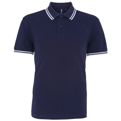 Image of Asquith &amp; Fox Men&#039;s Classic Fit Tipped Polo Shirt, Multicolour (Navy/White 000), XX Large (Size:2XL)
